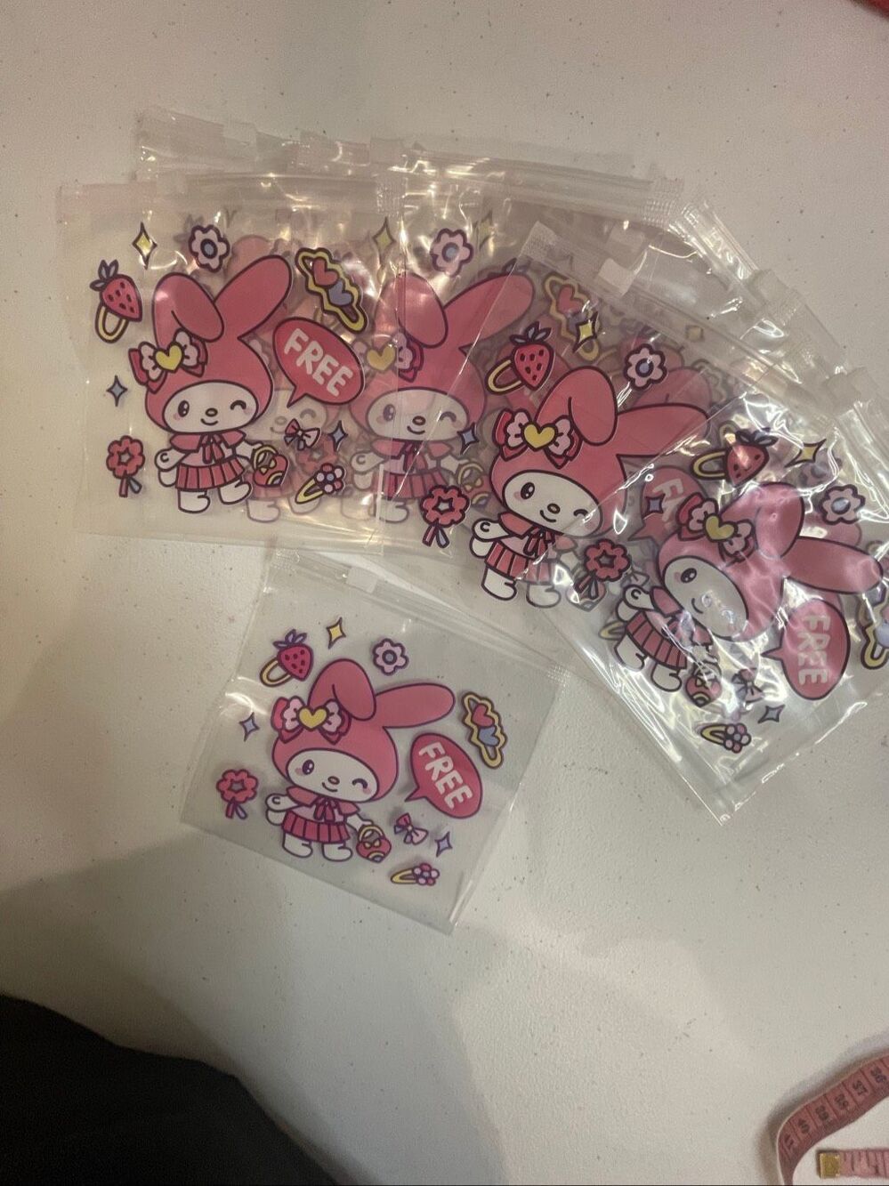 Sanrio My Melody Fancy Zip Bags 12 Pack 5” Clear Resealable Bags